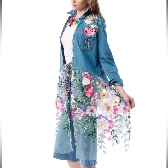 Aratta Celine Denim Maxi Skirt Jacket (NWT) - Picture 5 of 8